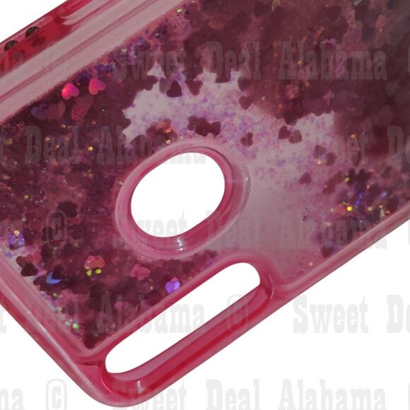 Cellphone Case For Samsung Galaxy A20s, Pink/Aqua w/ Glitter/Hearts Quicksand - Picture 4 of 6